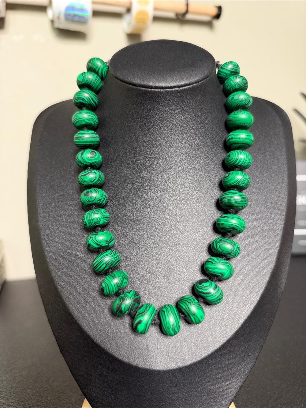 Stone Green Beaded Necklace - Chunky Substantial Elegant Boho Artisan Jewelry